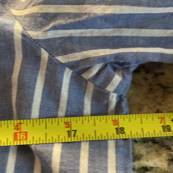 XS J. Crew Button Down Striped Blue Cotton Blouse 💙 - Picture 7 of 9